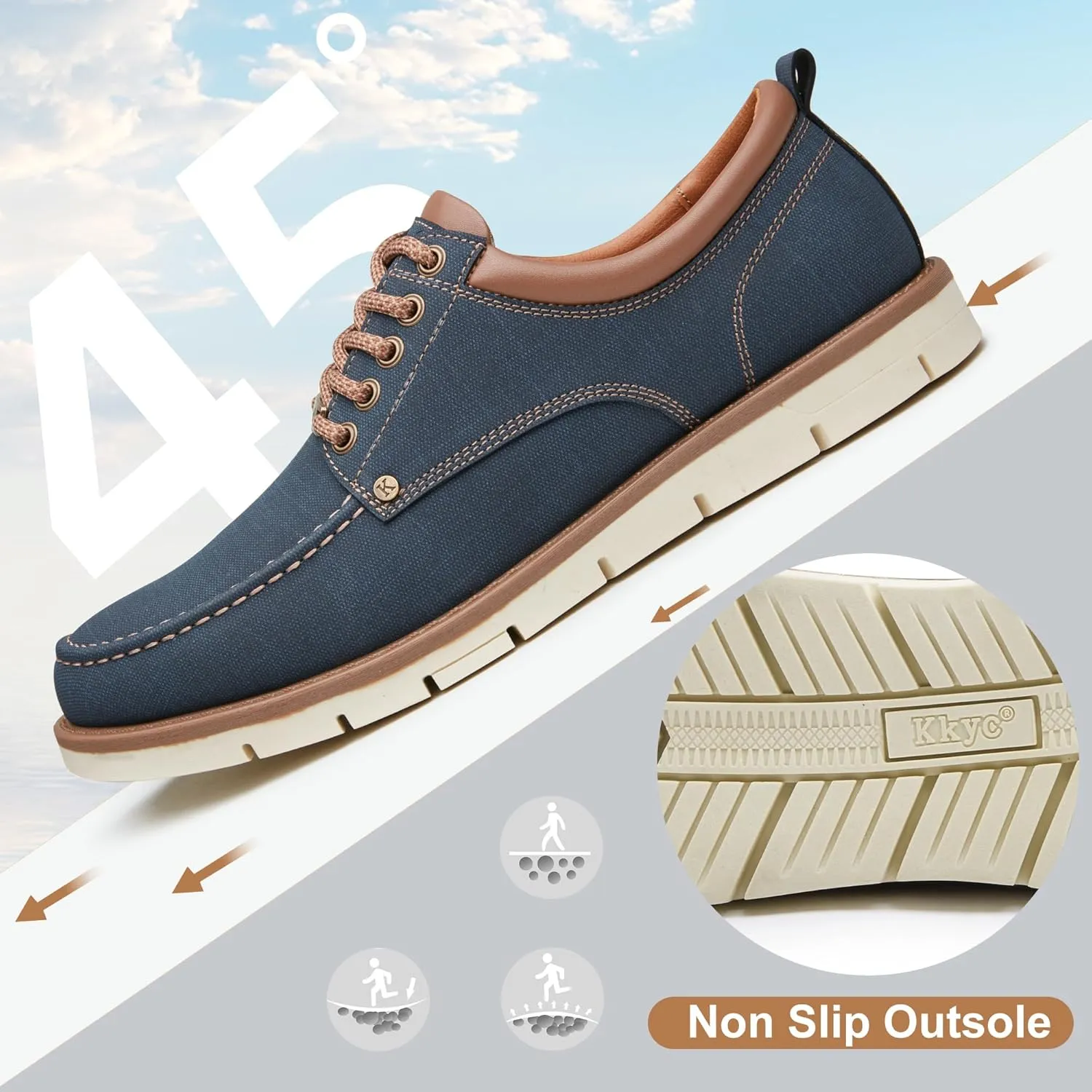 Kkyc Men's Shoes Comfortable Casual Shoes Slip on Lace up Shoes