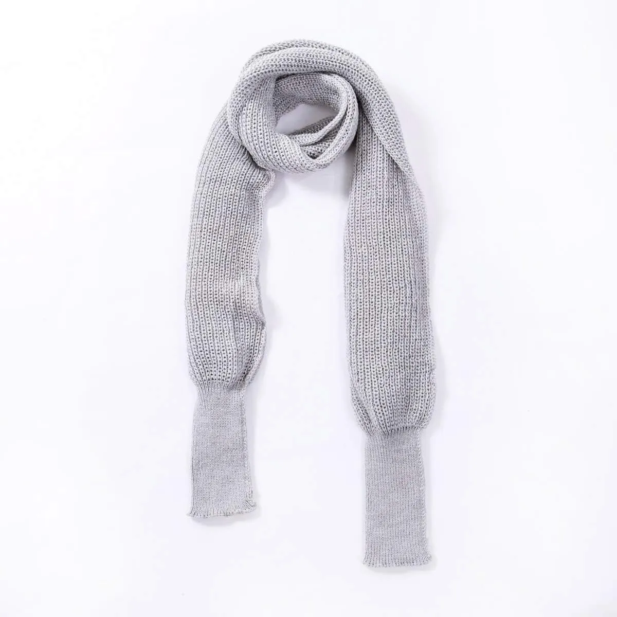 Knitted Wrap Scarf Fall Winter Crochet Sweater Scarf with Sleeves Multi-Use Sweater Cape Shawl with Sleeves