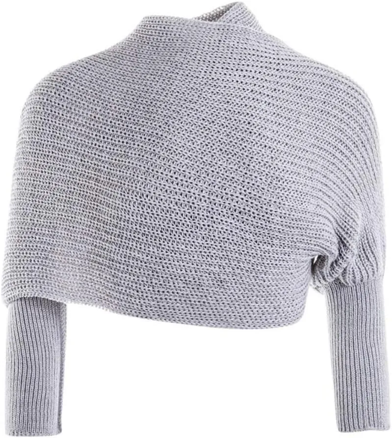 Knitted Wrap Scarf Fall Winter Crochet Sweater Scarf with Sleeves Multi-Use Sweater Cape Shawl with Sleeves