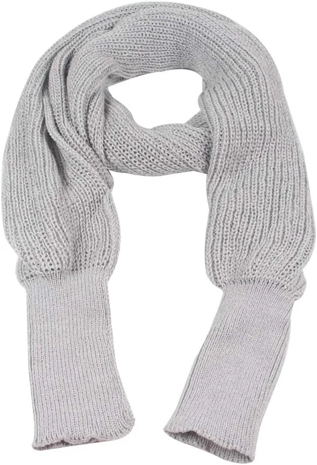 Knitted Wrap Scarf Fall Winter Crochet Sweater Scarf with Sleeves Multi-Use Sweater Cape Shawl with Sleeves