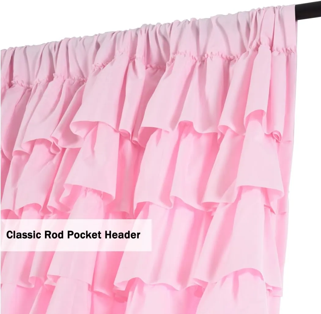 Kotile Pink Ruffle Curtain 80 Inches Long for Girls Bedroom 1 Panel Country Rustic Farmhouse Boho Ruffled Curtain, Rod Pocket Light Filtering Privacy Shabby Chic Coquette Window Drape, 52 x 80 Inch