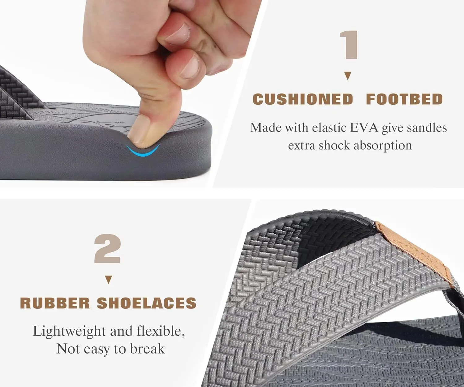 KuaiLu Mens Flip Flops Arch Support Comfortable Summer Beach Thong Sandals Yoga Foam Cushion Slip on Slippers