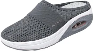 Kubbon Women Mules Shoes Slip On Orthopedic Diabetic Walking Shoes Breathable Wedge Platform Slippers with Arch Support Close Toe Mesh Slides Sneakers
