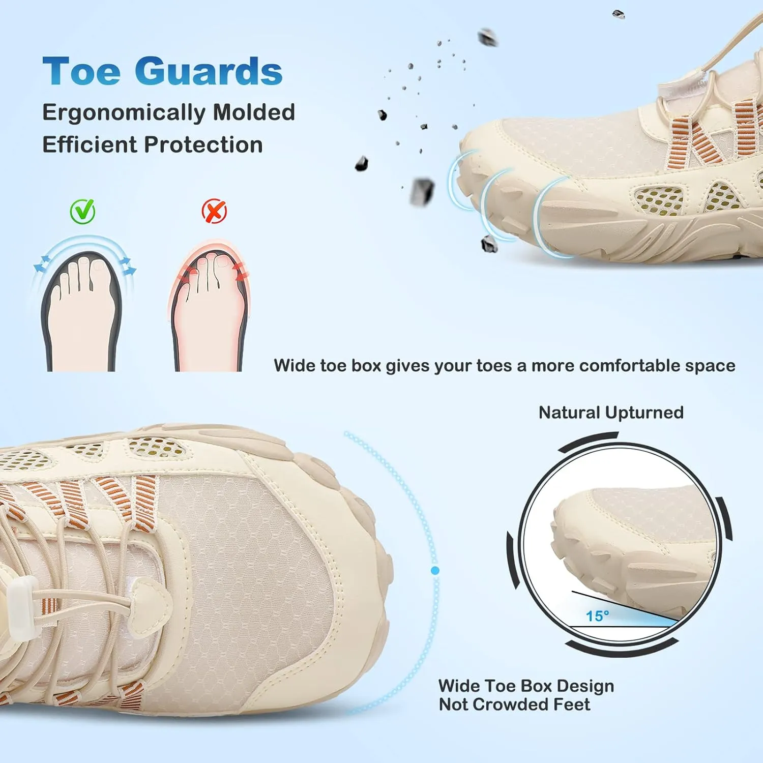 L-RUN Barefoot Water Shoes Women Mens Aqua Sock Athletic Hiking Water Sports Shoes for Swim Beach Pool Sand Diving Walking
