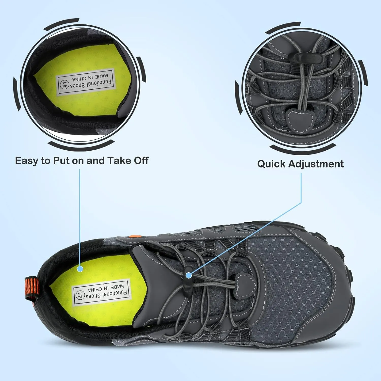 L-RUN Barefoot Water Shoes Women Mens Aqua Sock Athletic Hiking Water Sports Shoes for Swim Beach Pool Sand Diving Walking