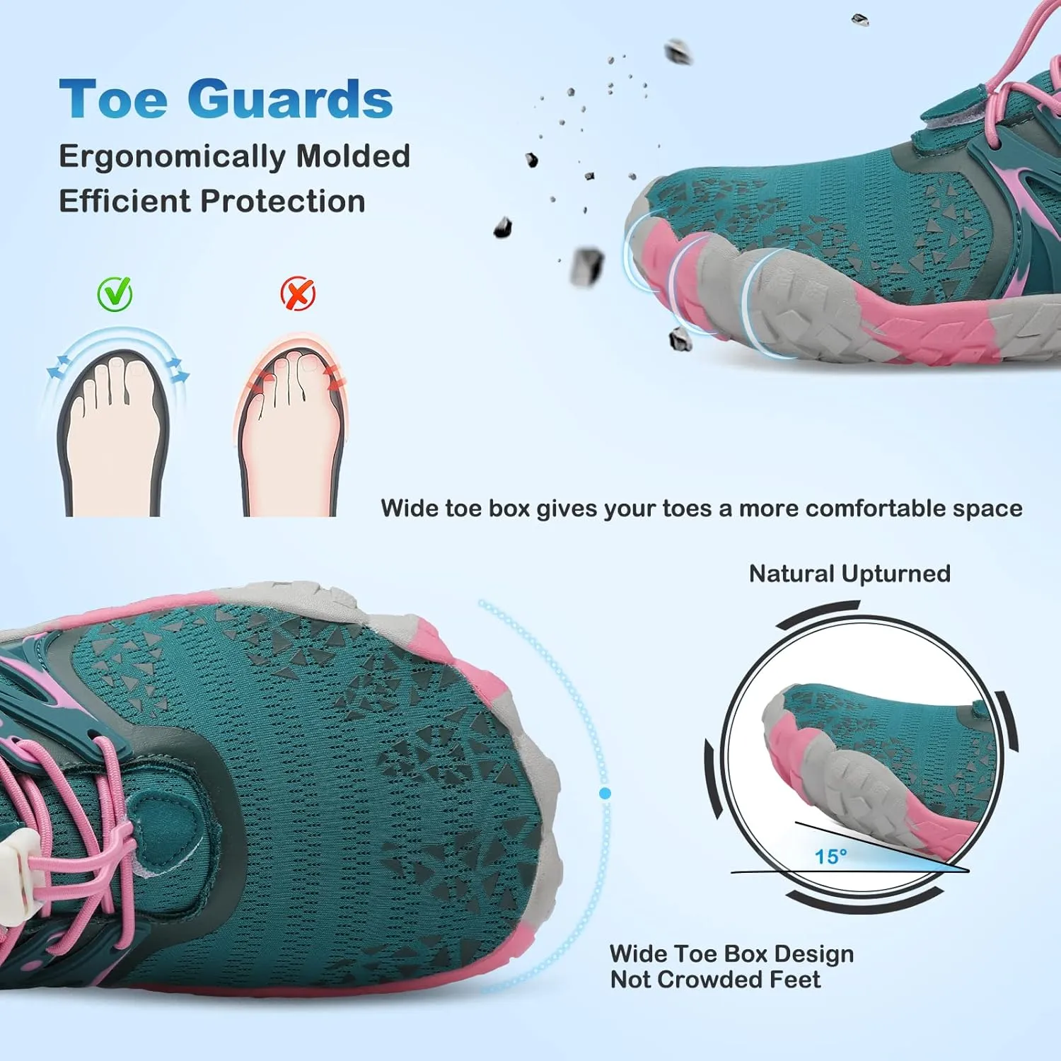 L-RUN Barefoot Water Shoes Women Mens Aqua Sock Athletic Hiking Water Sports Shoes for Swim Beach Pool Sand Diving Walking
