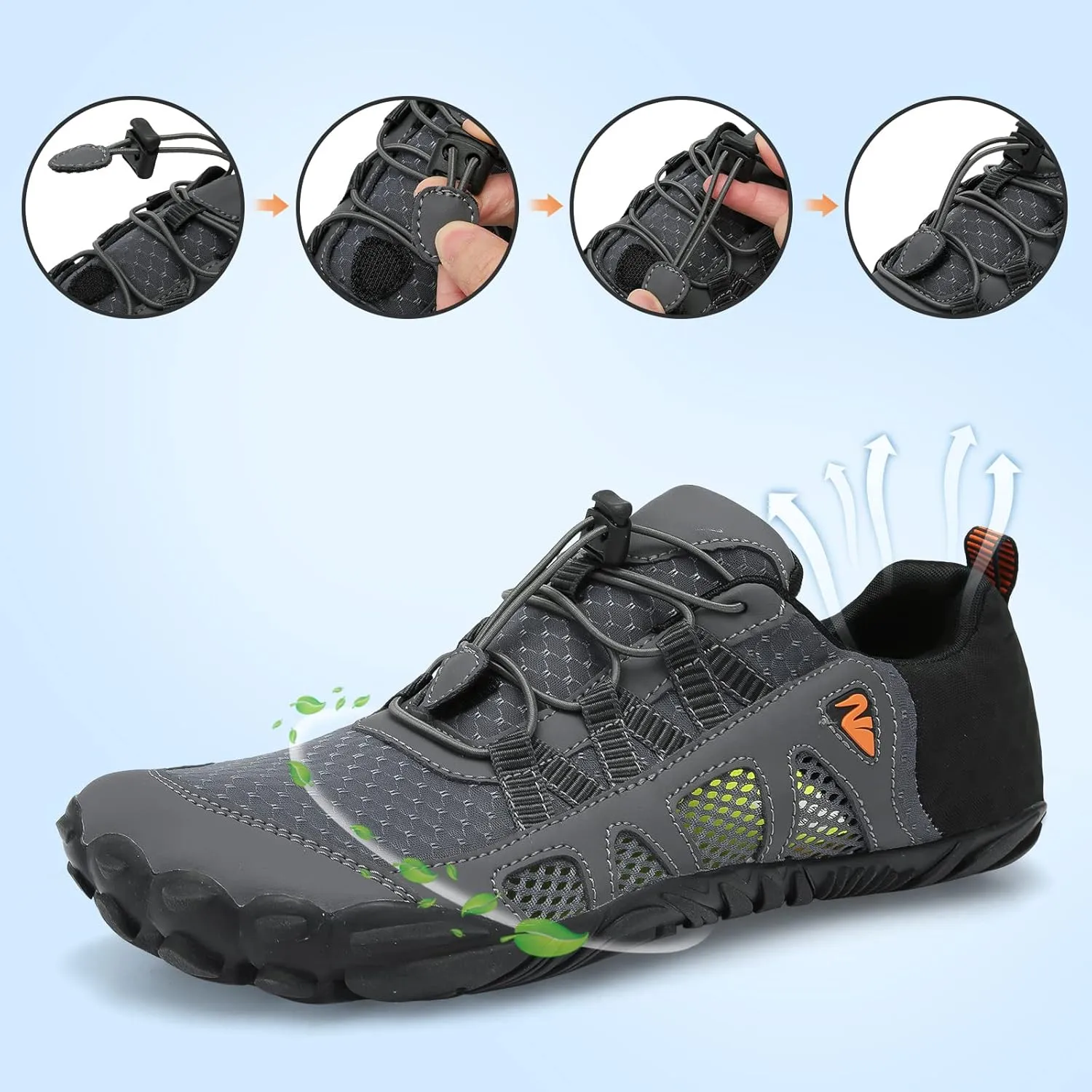 L-RUN Barefoot Water Shoes Women Mens Aqua Sock Athletic Hiking Water Sports Shoes for Swim Beach Pool Sand Diving Walking