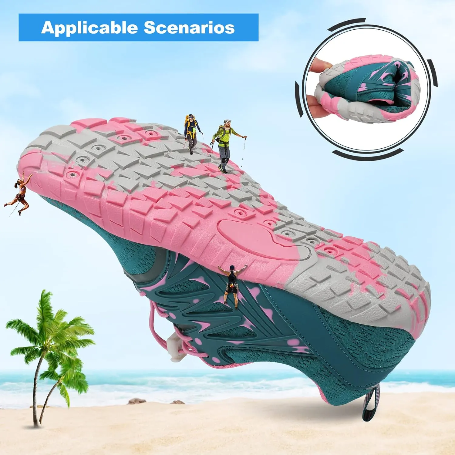 L-RUN Barefoot Water Shoes Women Mens Aqua Sock Athletic Hiking Water Sports Shoes for Swim Beach Pool Sand Diving Walking