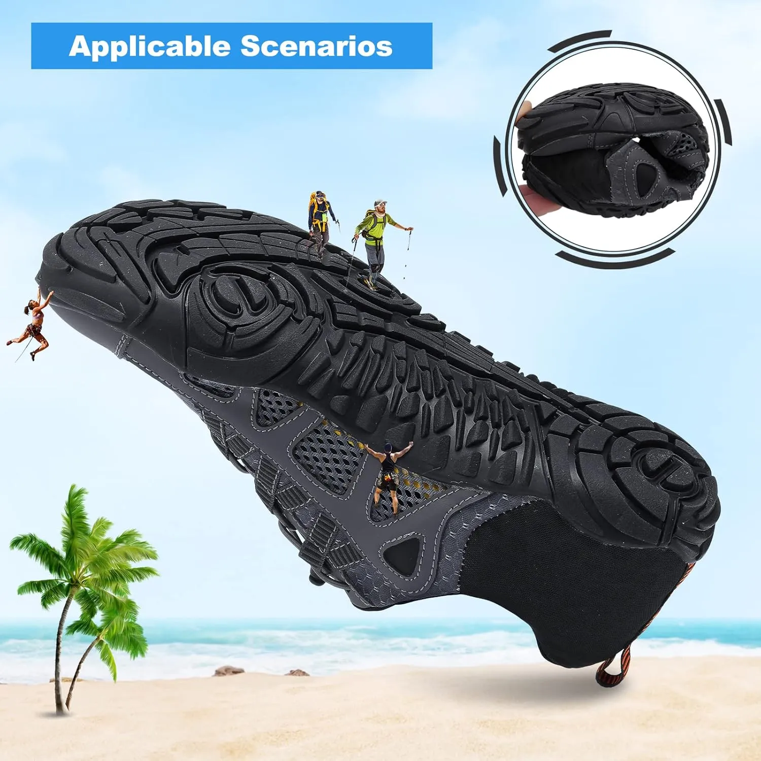 L-RUN Barefoot Water Shoes Women Mens Aqua Sock Athletic Hiking Water Sports Shoes for Swim Beach Pool Sand Diving Walking