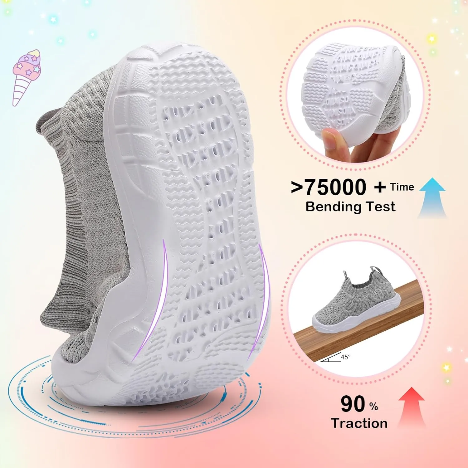 L-RUN Toddler Shoes Barefoot Kids Sneakers Wide Toe Box Boys Girls Tennis Shoes Lightweight Baby Walking Shoes Slip on Shoes