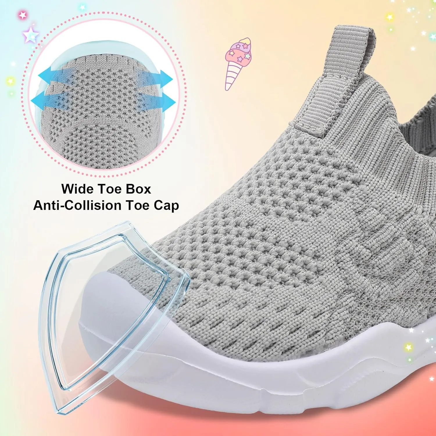 L-RUN Toddler Shoes Barefoot Kids Sneakers Wide Toe Box Boys Girls Tennis Shoes Lightweight Baby Walking Shoes Slip on Shoes