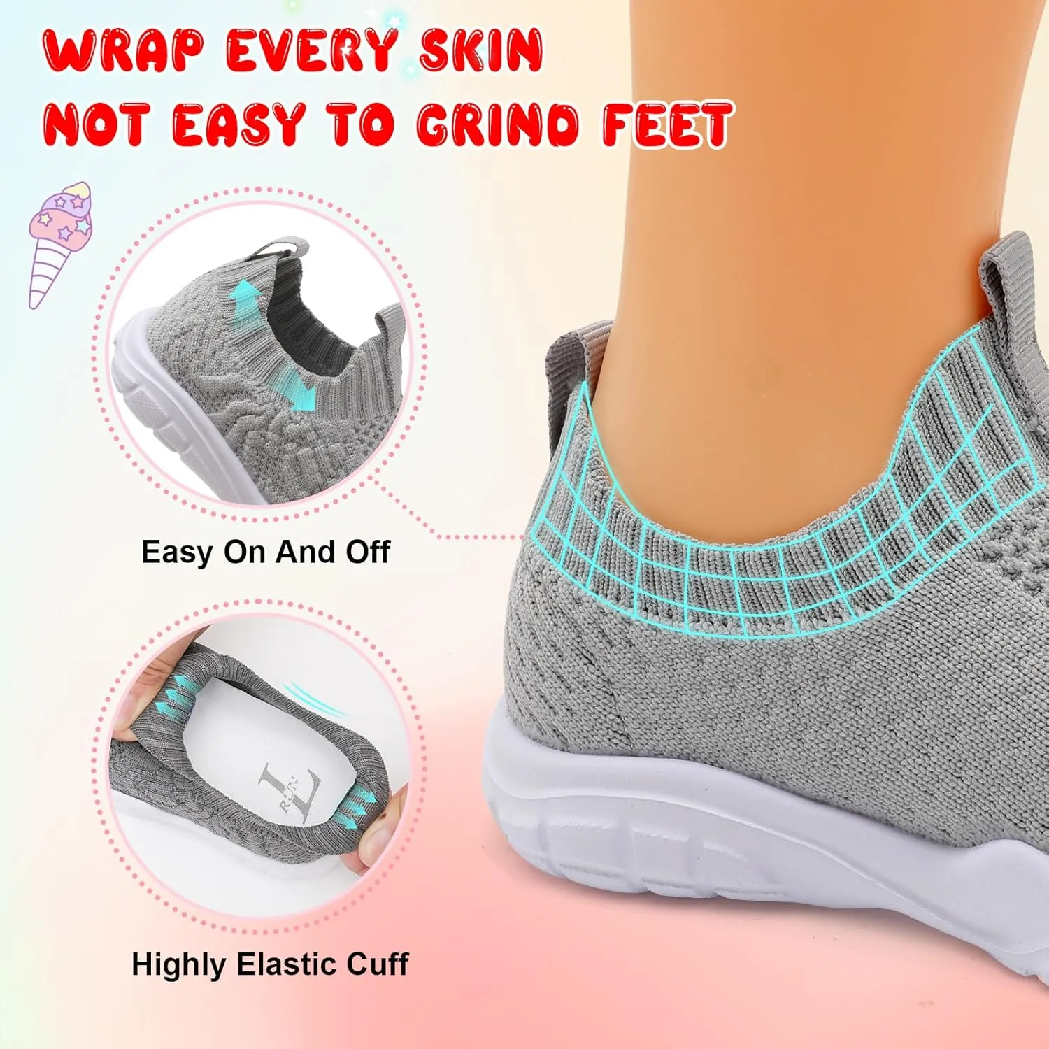 L-RUN Toddler Shoes Barefoot Kids Sneakers Wide Toe Box Boys Girls Tennis Shoes Lightweight Baby Walking Shoes Slip on Shoes