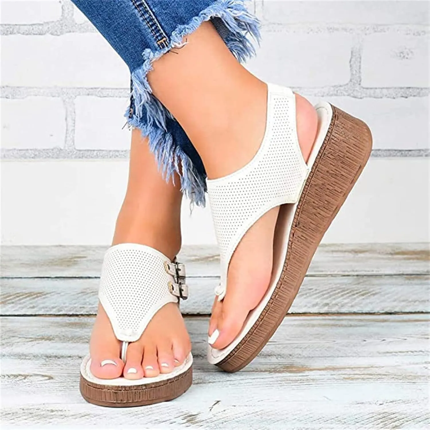 Ladmiple Sandals for Women Fashion Flip Flops Platform Sandal Casual Beach Travel Clip Toe Slipppers Shoes Dressy Summer