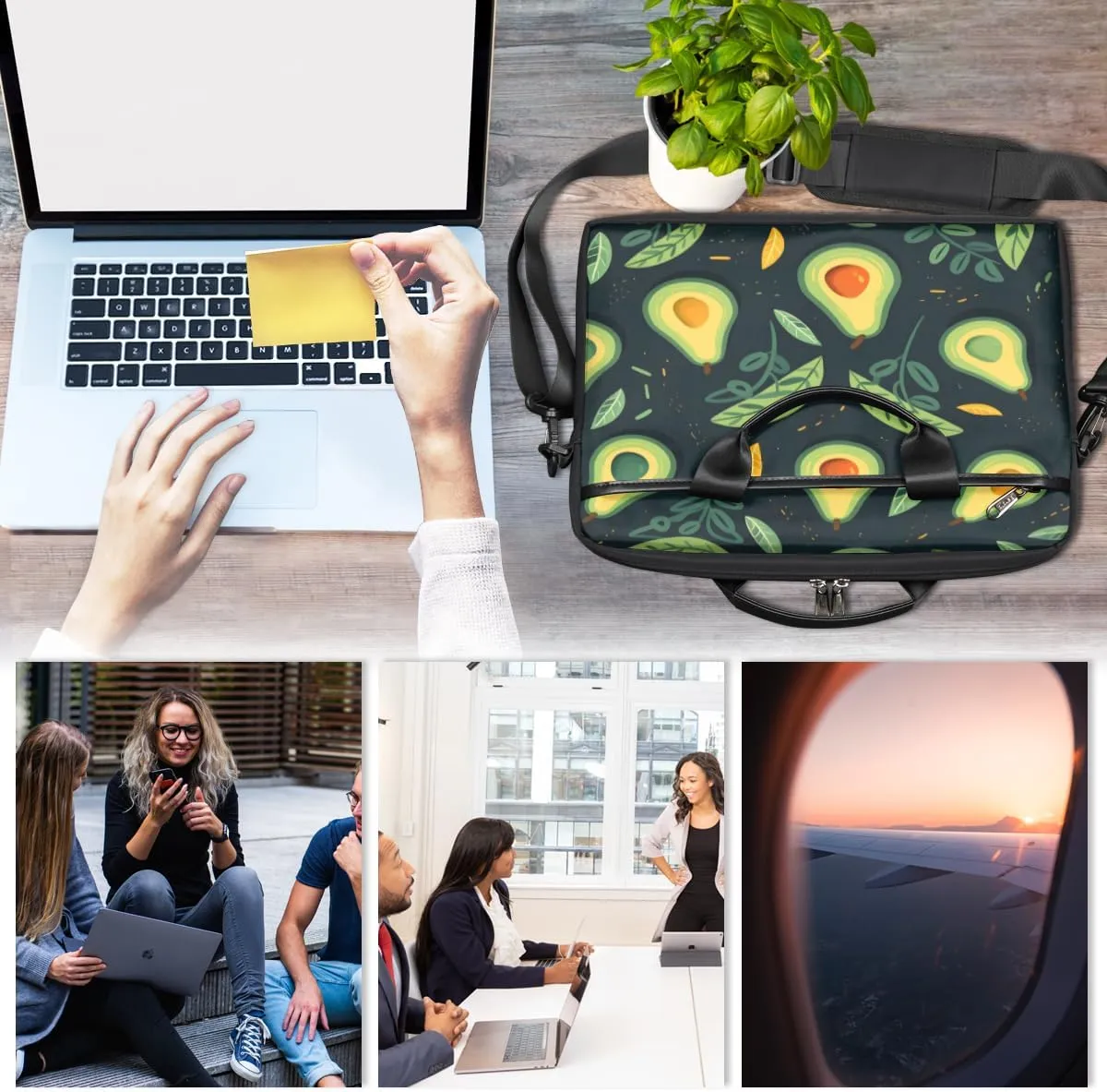 Laptop Bag for Women Men Waterproof Laptop Shoulder Bag 14-15.6 Inch Computer Messenger Bag Carrying Case