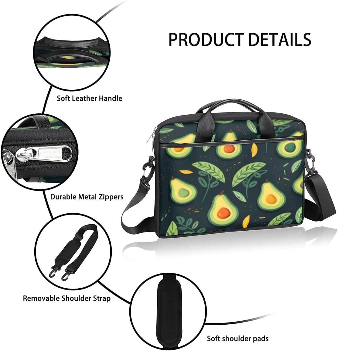 Laptop Bag for Women Men Waterproof Laptop Shoulder Bag 14-15.6 Inch Computer Messenger Bag Carrying Case