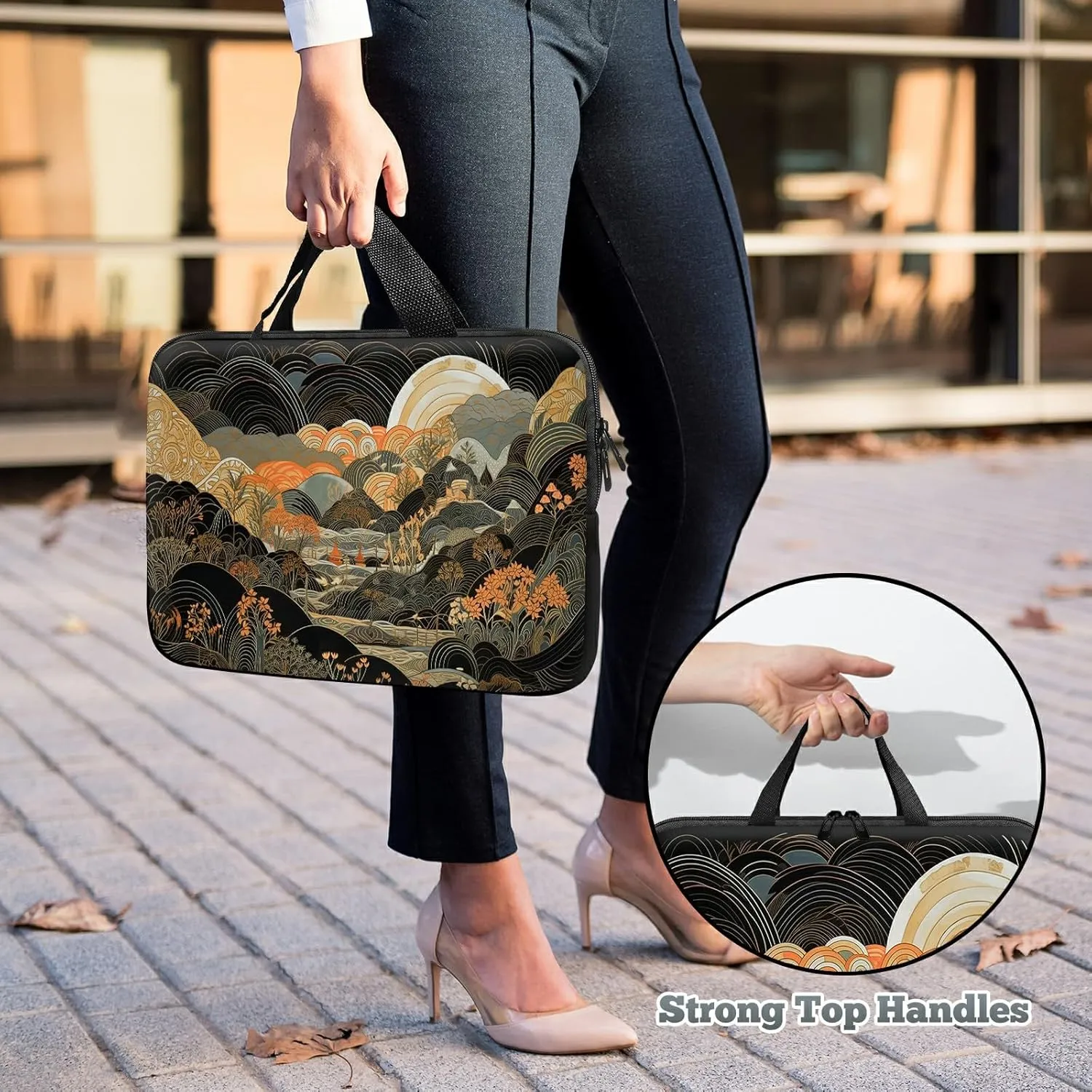 Laptop Sleeve Case Bag 13 inch, Japanese Abstract Art Slim Carrying Case Durable Handbag Travel Laptop Bag for 13 inch MacBook Air M3/M2/Pro M2/ 13" iPad Pro/Air M4/M2 2024