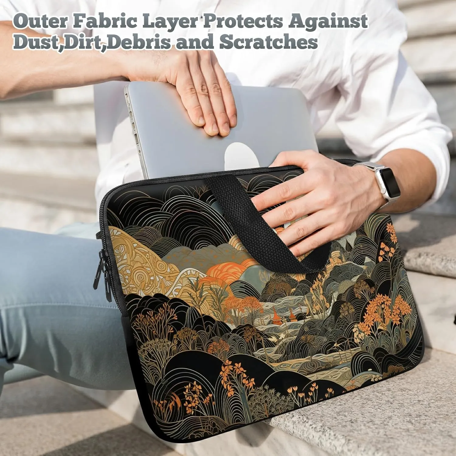 Laptop Sleeve Case Bag 13 inch, Japanese Abstract Art Slim Carrying Case Durable Handbag Travel Laptop Bag for 13 inch MacBook Air M3/M2/Pro M2/ 13" iPad Pro/Air M4/M2 2024