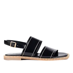 Leather sandal with wavy trim