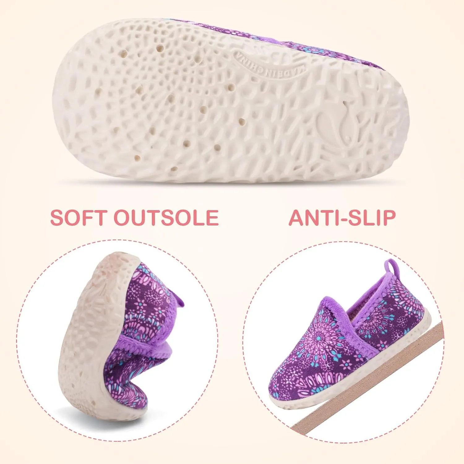 Lefflow Toddler Slippers Boys Girls House Shoes Slip on Baby Sock Shoes Lightweight Outdoor Walking Shoes