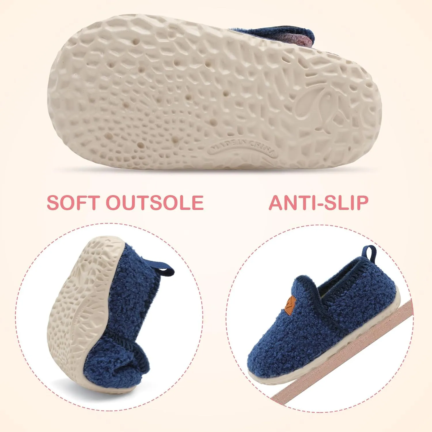Lefflow Toddler Slippers Boys Girls House Shoes Slip on Baby Sock Shoes Lightweight Outdoor Walking Shoes