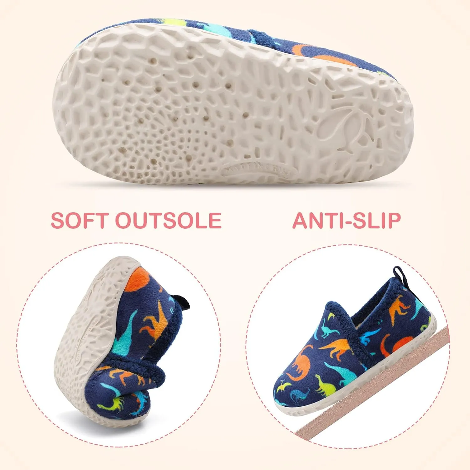 Lefflow Toddler Slippers Boys Girls House Shoes Slip on Baby Sock Shoes Lightweight Outdoor Walking Shoes
