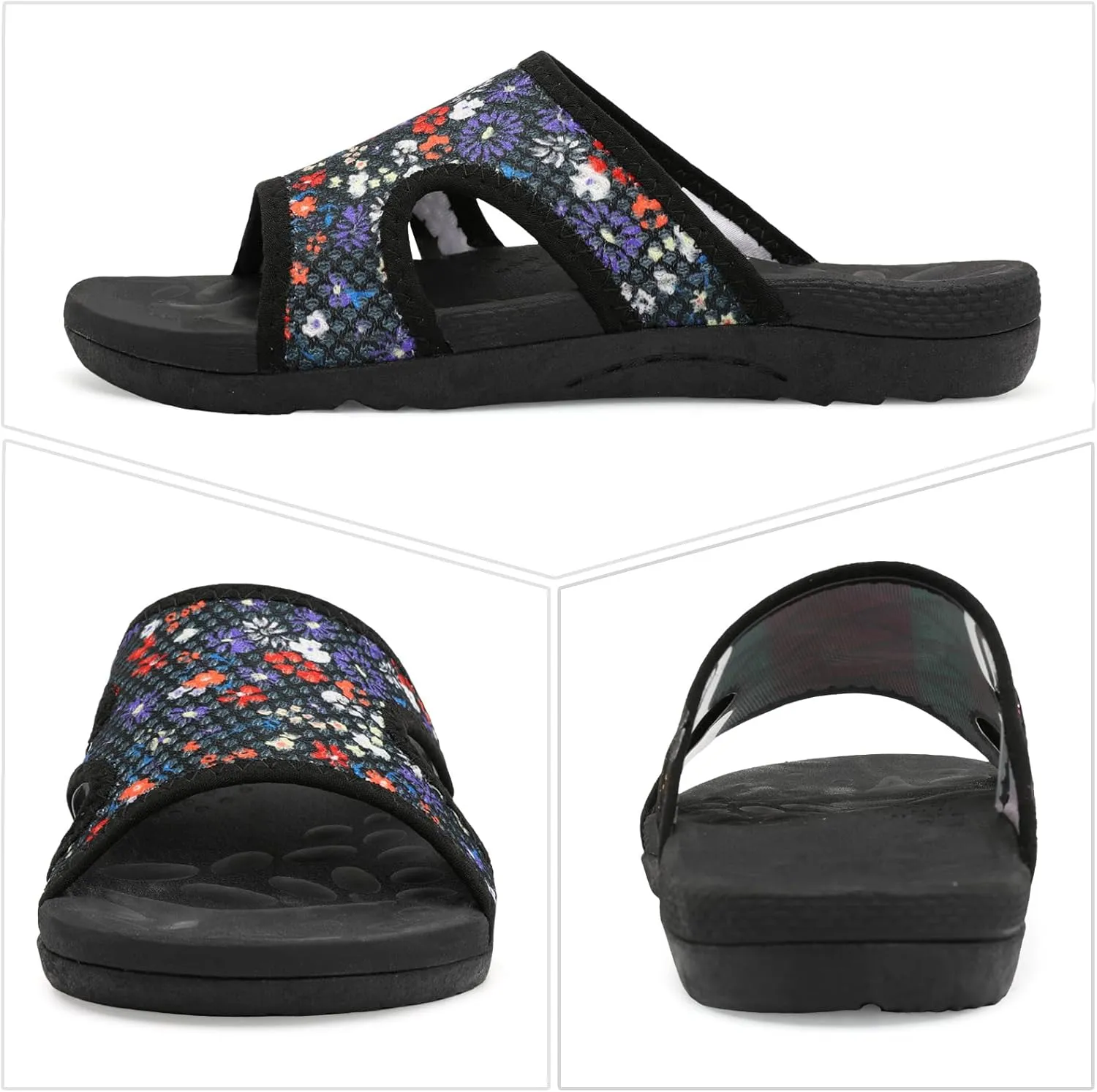 LeIsfIt Womens Slide Sandals Arch Support Slides Slip on Plantar Fasciitis Sandals Ladies Yoga Mat Thick Cushion Slipper Slides for Indoor Outdoor