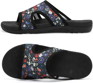 LeIsfIt Womens Slide Sandals Arch Support Slides Slip on Plantar Fasciitis Sandals Ladies Yoga Mat Thick Cushion Slipper Slides for Indoor Outdoor