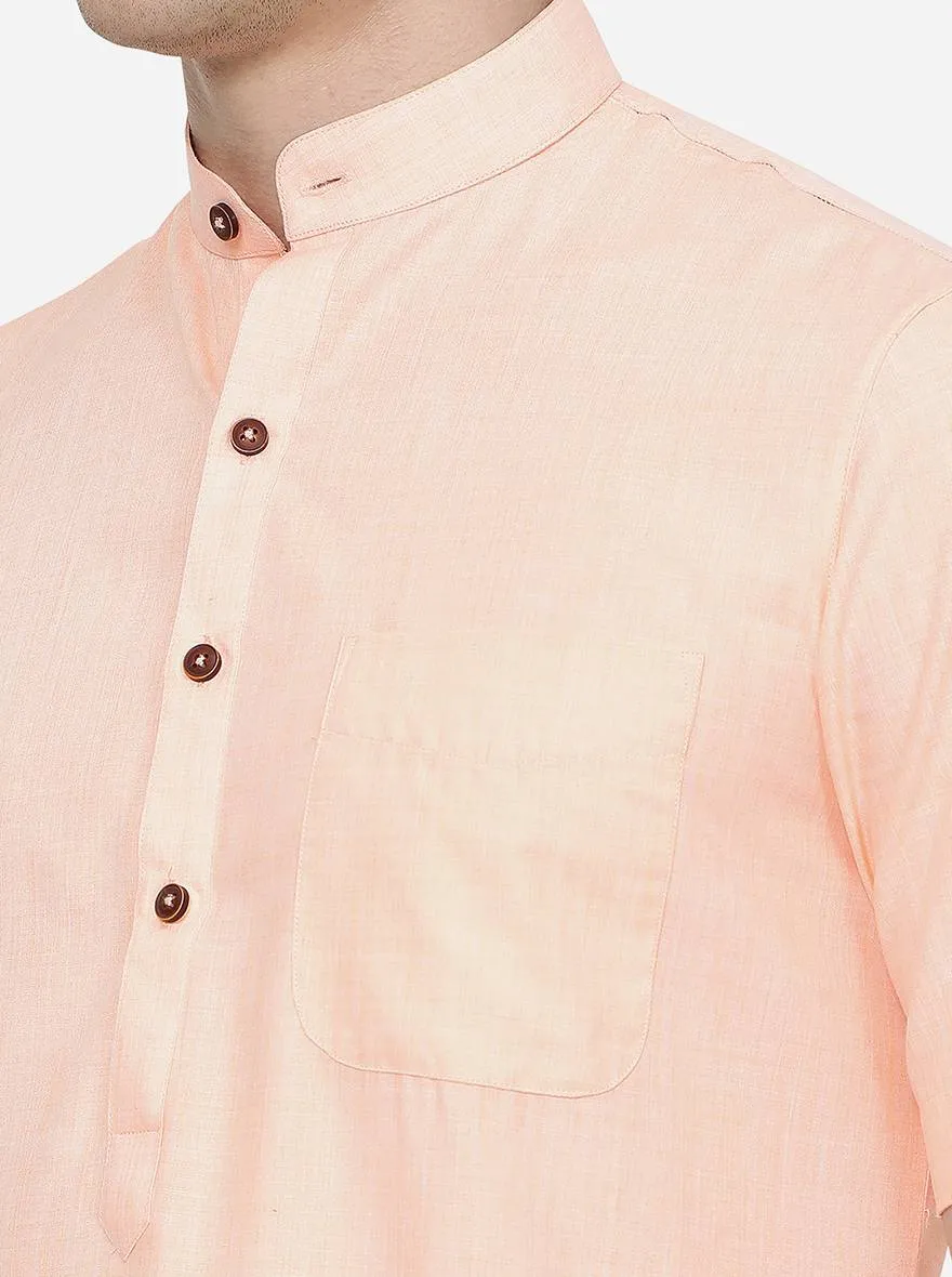 Light Orange Solid Regular Fit Modi Kurta | JadeBlue
