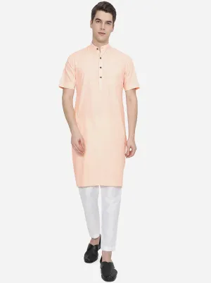 Light Orange Solid Regular Fit Modi Kurta | JadeBlue