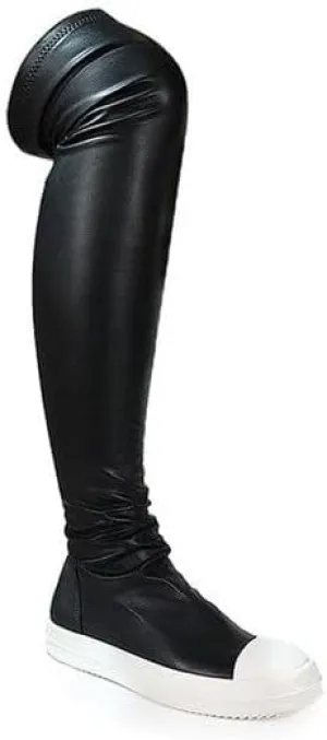 Liliana Women Thigh High Boots Flat Over The Knee Round Toe Tall Boots WANNABE-1