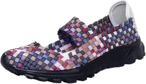 LLTMALL Women's Woven Mary Jane Flats - Stretch Elastic Slip-On Loafers | Breathable Comfort Sneakers for Walking & Casual Wear