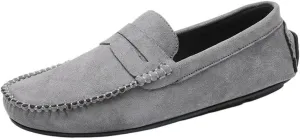 Loafers for Men Round Toe Suede Vamp Driving Loafers Flat Heel Comfortable Lightweight Party Slip On
