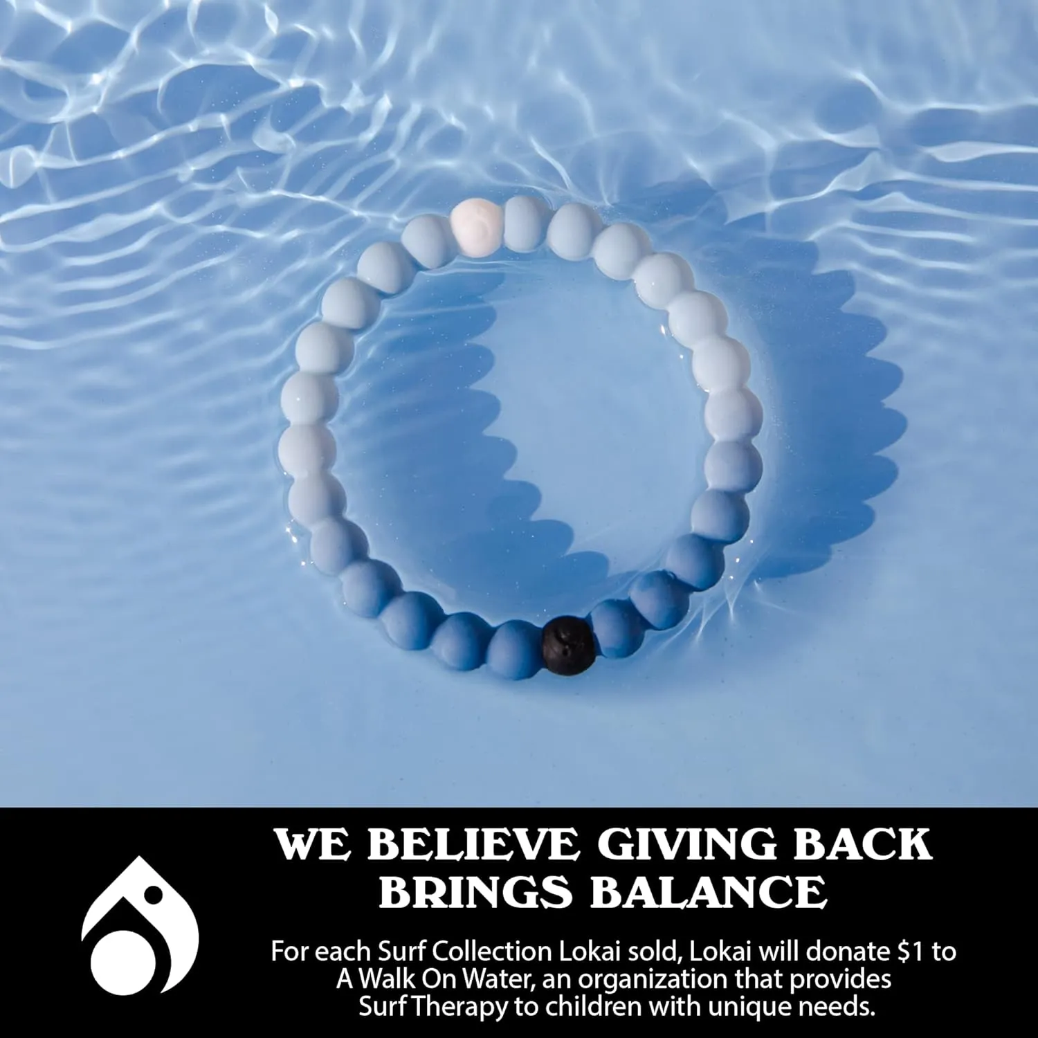 Lokai Hawaiian Silicone Beaded Bracelets for Women & Men, The Surf Collection - Ohana Beach Jewelry Fashion Bead Bracelet with Black & White Beads - Ring Bangle Slide-On Style for Comfortable Fit