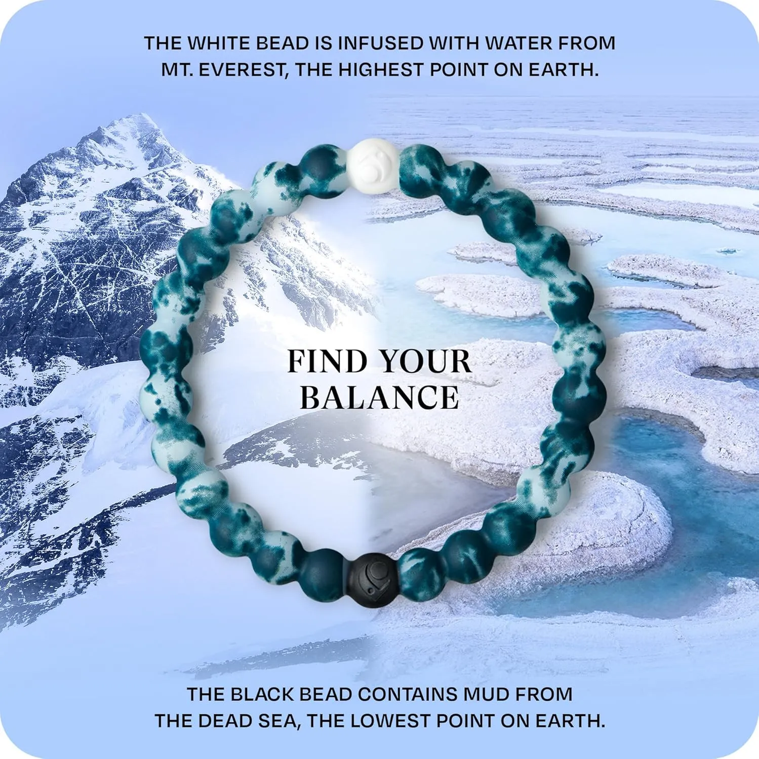 Lokai Hawaiian Silicone Beaded Bracelets for Women & Men, The Surf Collection - Ohana Beach Jewelry Fashion Bead Bracelet with Black & White Beads - Ring Bangle Slide-On Style for Comfortable Fit