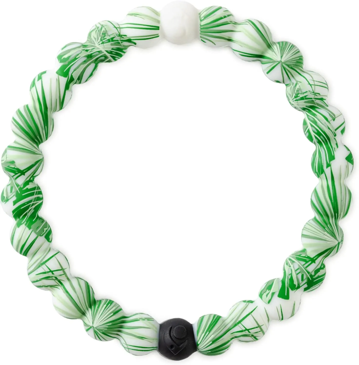 Lokai Hawaiian Silicone Beaded Bracelets for Women & Men, The Surf Collection - Ohana Beach Jewelry Fashion Bead Bracelet with Black & White Beads - Ring Bangle Slide-On Style for Comfortable Fit