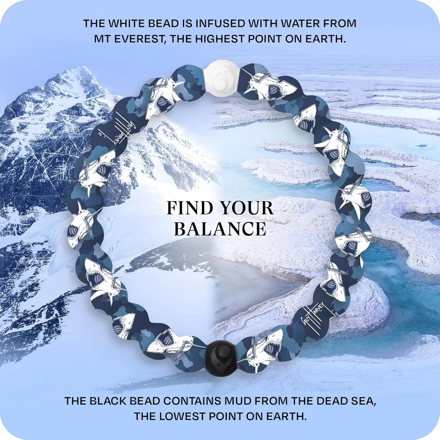 Lokai Hawaiian Silicone Beaded Bracelets for Women & Men, The Surf Collection - Ohana Beach Jewelry Fashion Bead Bracelet with Black & White Beads - Ring Bangle Slide-On Style for Comfortable Fit