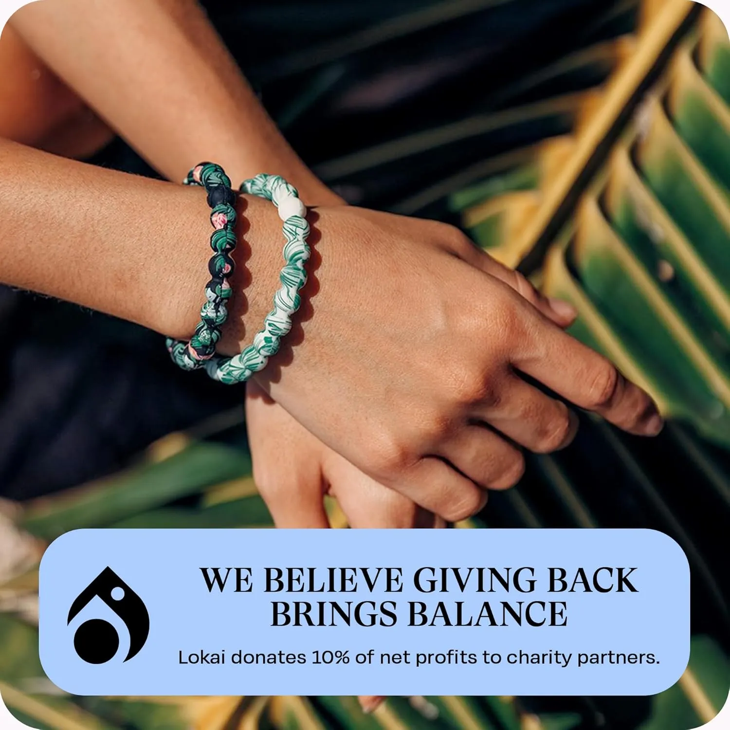 Lokai Hawaiian Silicone Beaded Bracelets for Women & Men, The Surf Collection - Ohana Beach Jewelry Fashion Bead Bracelet with Black & White Beads - Ring Bangle Slide-On Style for Comfortable Fit