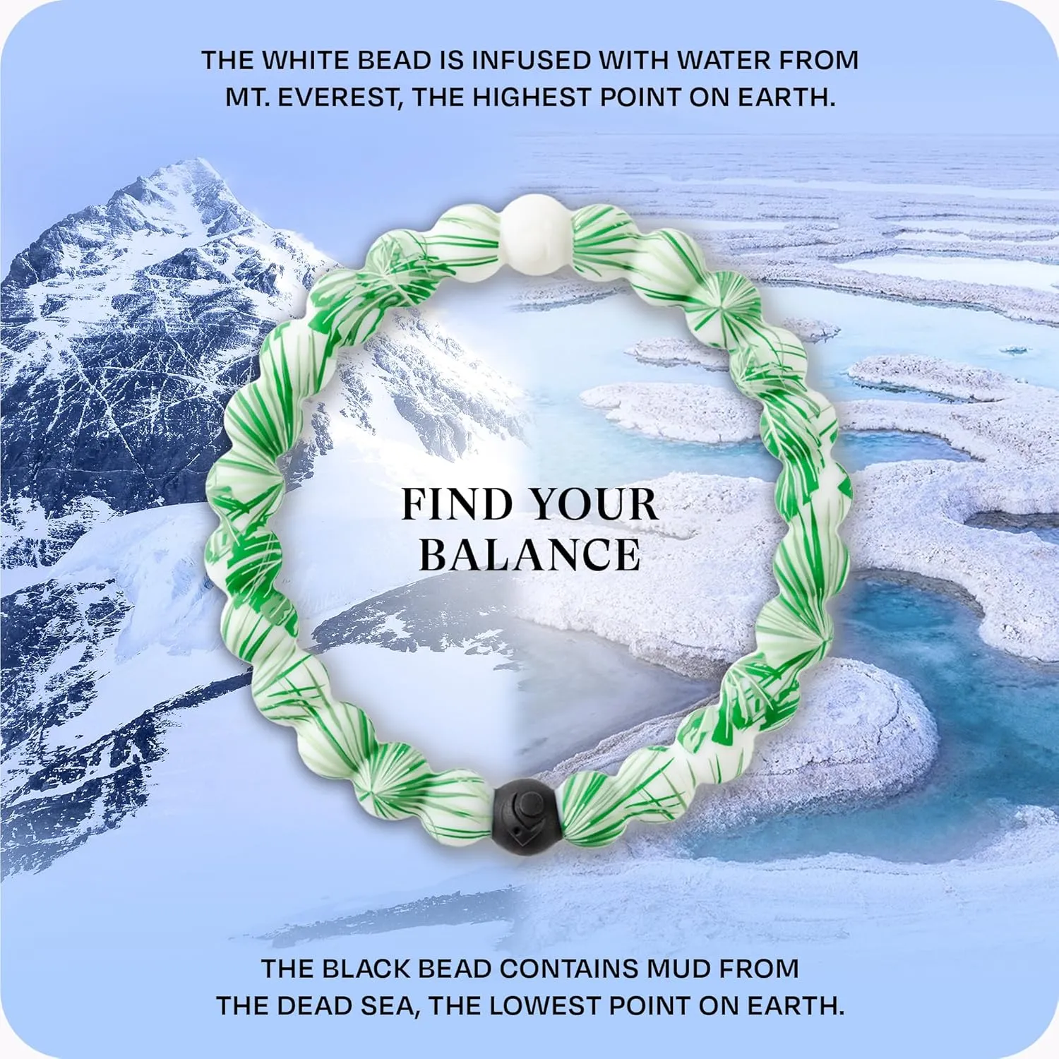 Lokai Hawaiian Silicone Beaded Bracelets for Women & Men, The Surf Collection - Ohana Beach Jewelry Fashion Bead Bracelet with Black & White Beads - Ring Bangle Slide-On Style for Comfortable Fit
