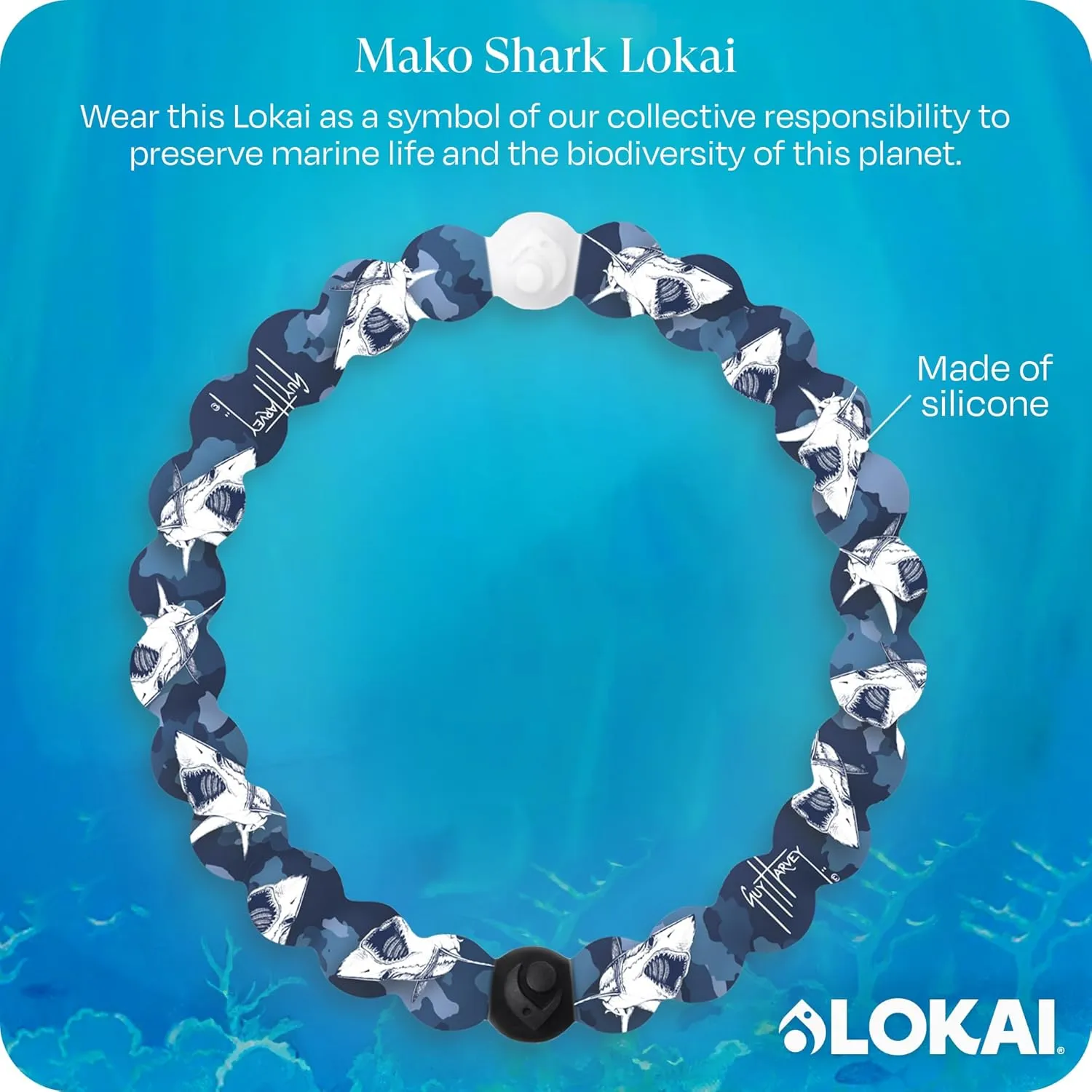 Lokai Hawaiian Silicone Beaded Bracelets for Women & Men, The Surf Collection - Ohana Beach Jewelry Fashion Bead Bracelet with Black & White Beads - Ring Bangle Slide-On Style for Comfortable Fit