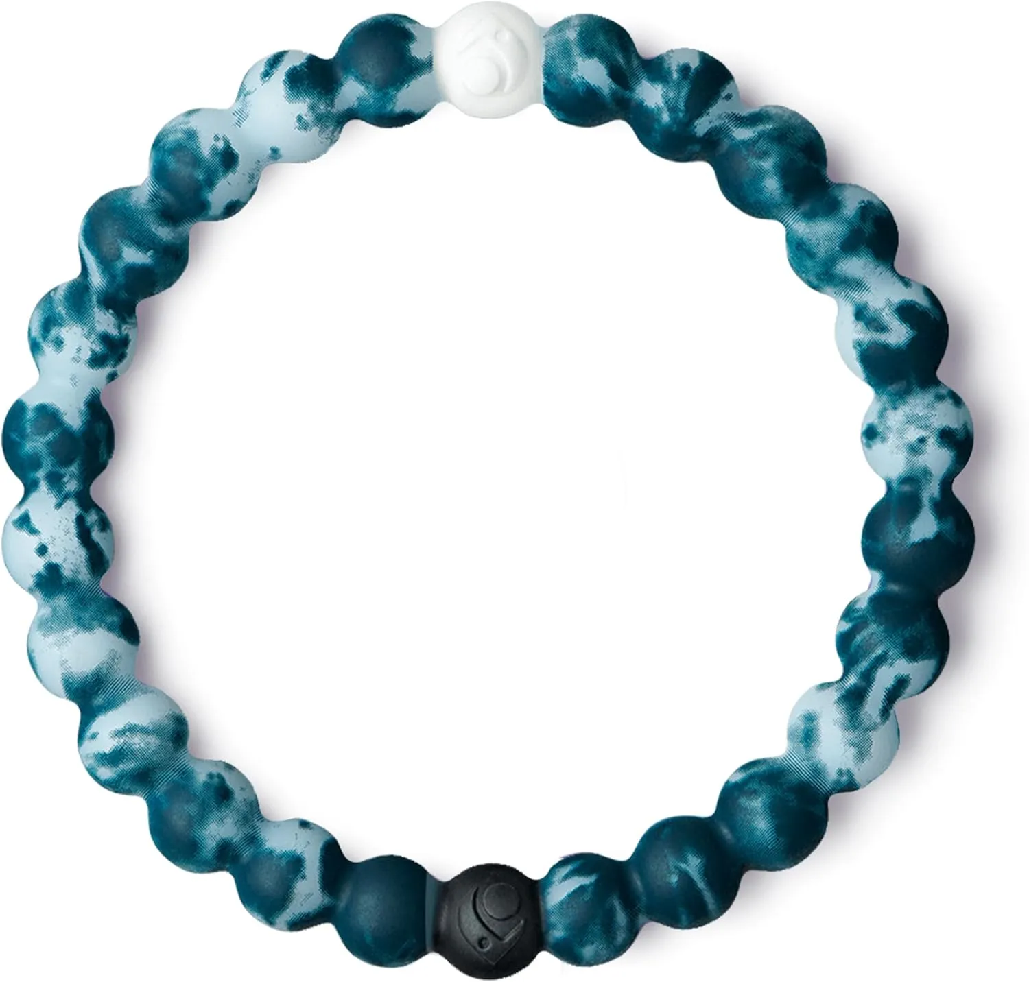 Lokai Hawaiian Silicone Beaded Bracelets for Women & Men, The Surf Collection - Ohana Beach Jewelry Fashion Bead Bracelet with Black & White Beads - Ring Bangle Slide-On Style for Comfortable Fit