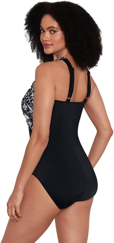 Longitude Women's Swimwear Crossover Draped Tank Soft Cup One Piece Swimsuit