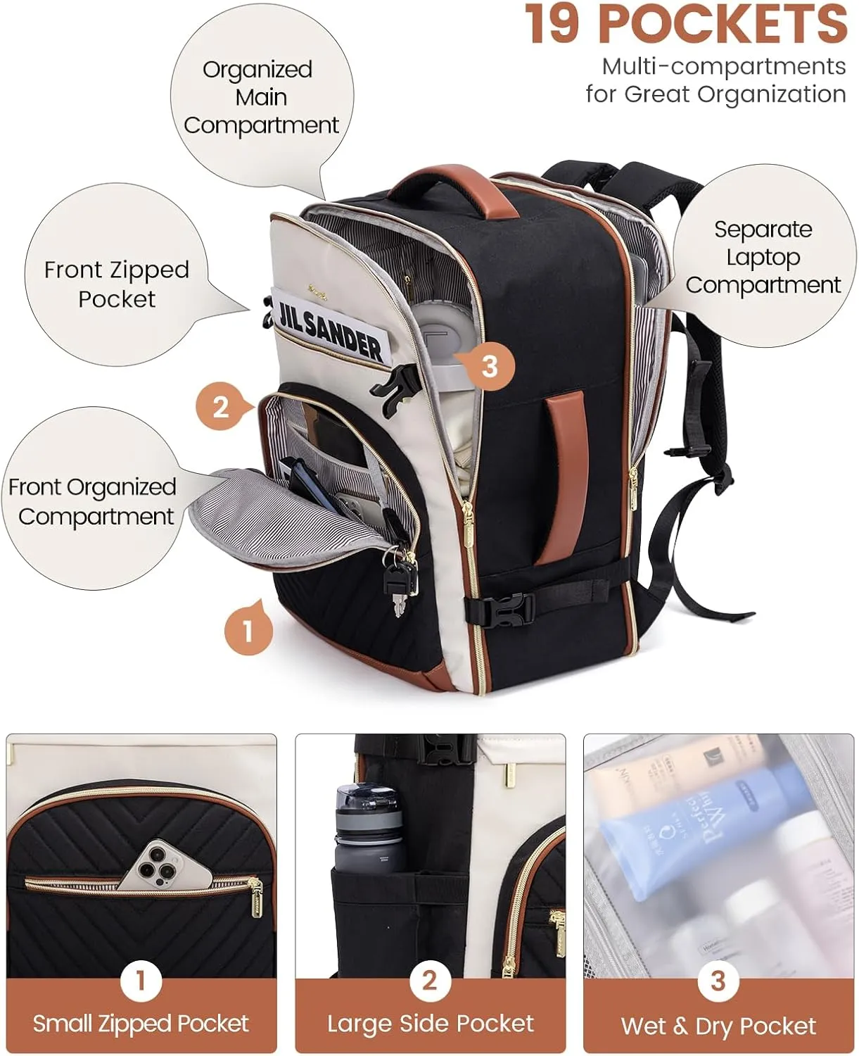 LOVEVOOK Travel Backpack for Women,35L Carry On Backpack for Airplanes,15.6 Inch Laptop Personal Item Travel Bag,TSA Approved Carry On Luggage,Waterproof Weekender Business Hiking Bag