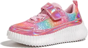 LUCKY STEP Kid's Glitter Running Sneaker Sparkly Braided Shiny Bling Princess Shoes School Athletic Walking Shoes for Children/Boys/Girls