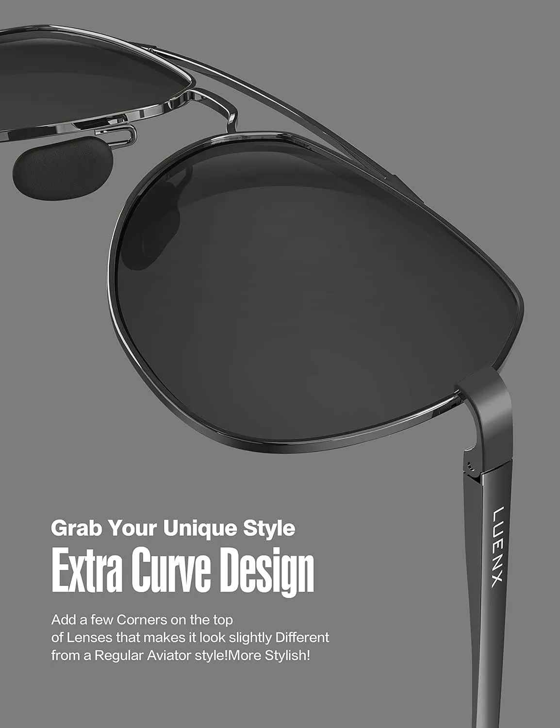LUENX Aviator Sunglasses for Men Women Polarized New Shades Large Metal Frame - UV 400 Protection