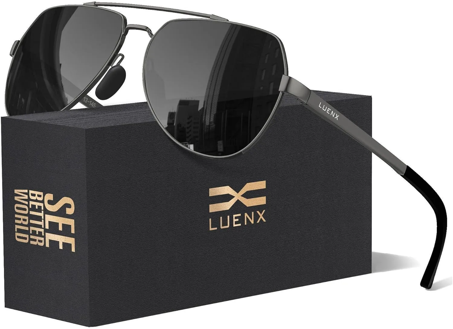 LUENX Aviator Sunglasses for Men Women Polarized New Shades Large Metal Frame - UV 400 Protection