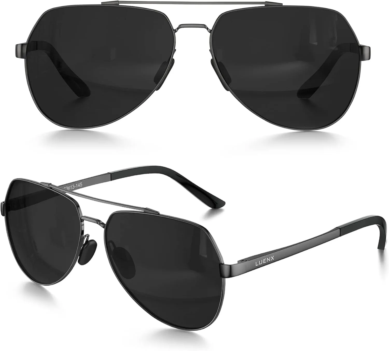 LUENX Aviator Sunglasses for Men Women Polarized New Shades Large Metal Frame - UV 400 Protection