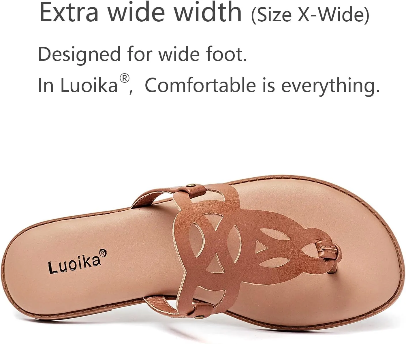 Luoika Women's Wide Width Flat Slides Sandals, Flip Flop Strappy Rhinestone Thong Sandals Comfortable Summer Beach Shoes for Women.