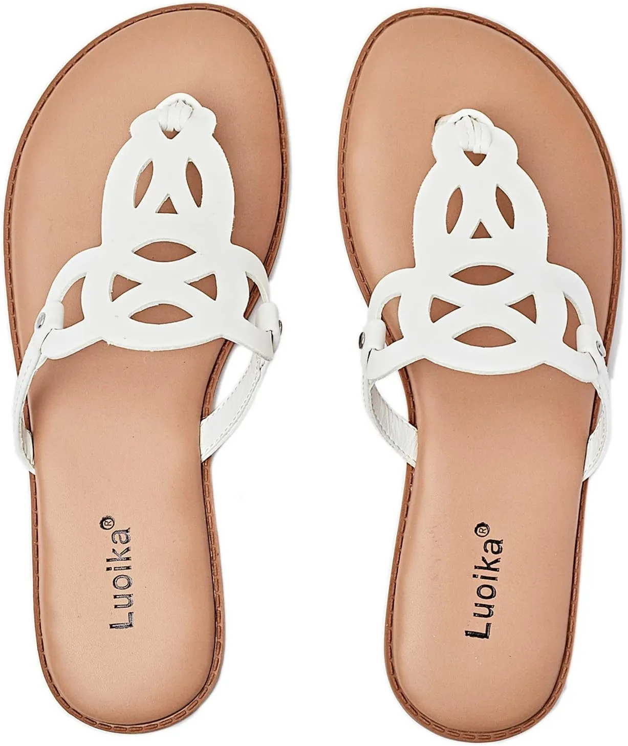 Luoika Women's Wide Width Flat Slides Sandals, Flip Flop Strappy Rhinestone Thong Sandals Comfortable Summer Beach Shoes for Women.