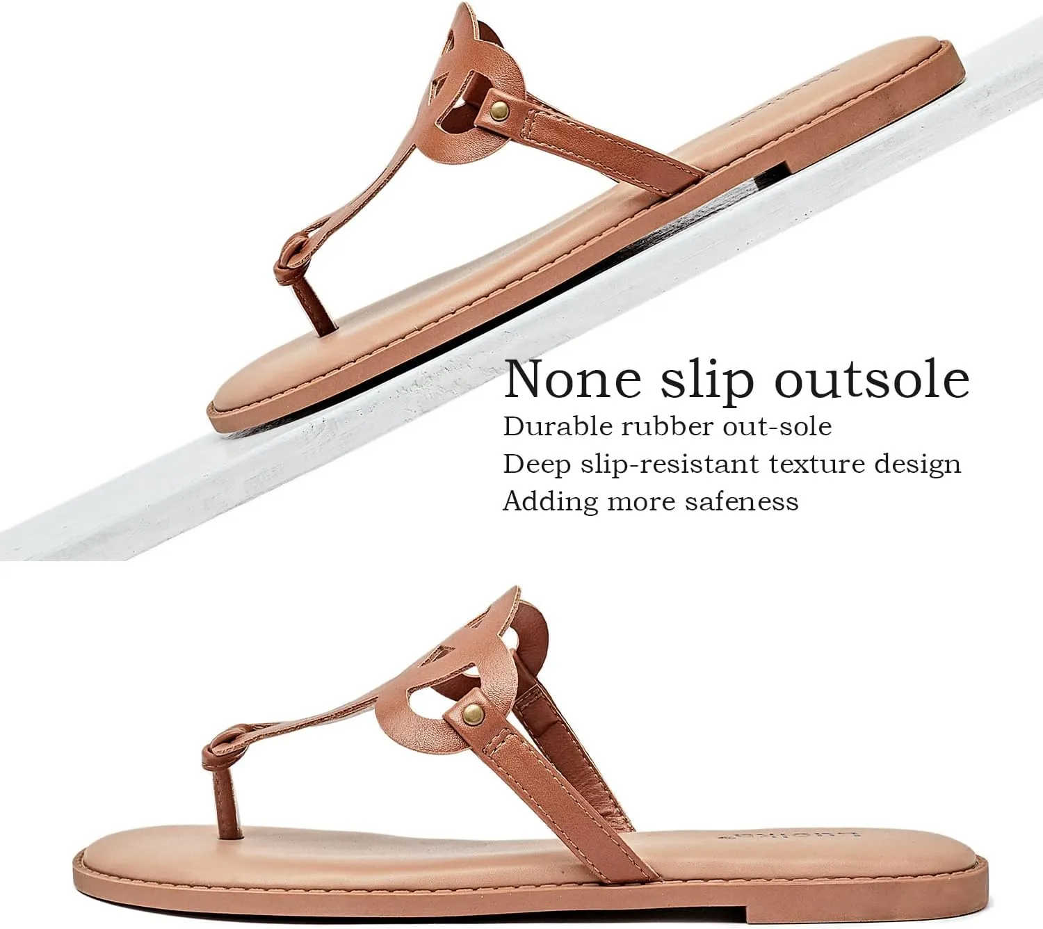 Luoika Women's Wide Width Flat Slides Sandals, Flip Flop Strappy Rhinestone Thong Sandals Comfortable Summer Beach Shoes for Women.