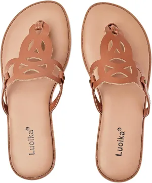 Luoika Women's Wide Width Flat Slides Sandals, Flip Flop Strappy Rhinestone Thong Sandals Comfortable Summer Beach Shoes for Women.